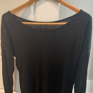 Express scoop neck studded sleeve sweater